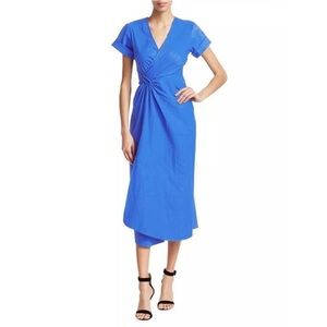 A.L.C. Edie Vibrant Blue Faux Wrap Midi Dress